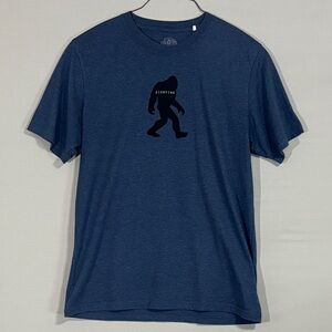 Prana Blue Graphic Bigfoot Sasquatch T-Shirt Tee Fair Trade Size L